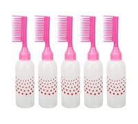 outdoorm 5 pièces bouteilles de peigne de teinture pour cheveux applicateurs de couleur de peigne de racine bouteilles roses de distribution de colorant avec échelle graduée