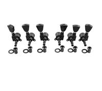 outdoorm 6 pièces accordeurs de Verrouillage de Guitare Cordes triangulaires Chevilles de e réglage têtes de Machine Remplacement 3 Droite 3 Gauche (GC402A Noir)
