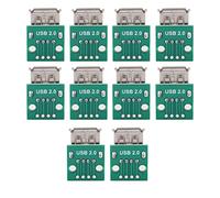 outdoorm Lot de 10 connecteurs USB Type A Femelles, Pas de 2,54 mm, boîtier Dip
