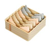 outdoorm Organisateur de Tiroir de Placard Diviseurs de Commode en Tissu Organisateurs de Placard Bacs de Rangement Gain de Place Sans Dégâts Beige (Grande grille 6 32x32x11cm)