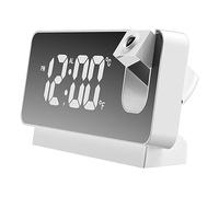 outdoorm Réveil de Projection 360 degrés, réglage Flexible, Horloge numérique créative à Miroir LED avec Affichage de la température, mémoire de Mise Hors Tension (Blanche)