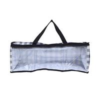 outdoorm Storage Bag Transparent Large Capacity PVC Film Dustproof Storage Bag for Travelling College Dorm Camping Storage (Plaid Bleu)