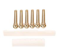 outdoorm String Stud Kit Ox Bone Guitare Écrou Selle Cordes Tension Outil de Réglage Accessoires pour Les Musiciens (Ongles de Corde de cuivre purs + Tige d'os de Vache et)