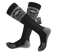 OutdoorMaster 2 Paires Unisexe en Laine Mérinos Chaussettes de Ski pour Homme & Femme, Chaussettes d'Hiver de Snowboard Respirantes Thermoactives pour Sports de Plein Air avec Design au-dessus du