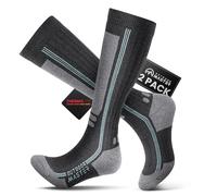 OutdoorMaster Chaussettes de ski en laine mérino, chaussettes thermiques de compression à coussin léger pour hommes et femmes, chaussettes de snowboard par temps froid