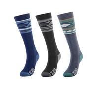 OutdoorMaster Chaussettes de ski en laine mérinos pour homme et femme - Chaudes et respirantes - Chaussettes de snowboard pour temps froid - Poignets antidérapants - Lavable en machine
