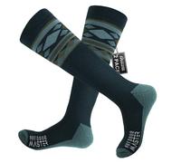 OutdoorMaster Chaussettes de ski en laine mérinos pour homme et femme - Chaudes et respirantes - Chaussettes de snowboard pour temps froid - Poignets antidérapants - Lavable en machine