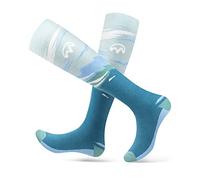 OutdoorMaster Chaussettes de Ski, Lot de 2 Paires de Chaussettes Thermiques de Ski et de Snowboard pour Femme avec Design OTC avec Manchette antidérapante, Motifs de Montagne