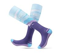 OutdoorMaster Chaussettes de Ski, Lot de 2 Paires de Chaussettes Thermiques de Ski et de Snowboard pour Femme avec Design OTC avec Manchette antidérapante, Motifs de Montagne