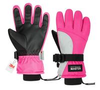 OutdoorMaster Gants de Ski pour Enfants, 3M Thinsulate, Gants Thermiques Coupe-Vent et imperméables pour l'hiver pour garçons et Filles, Ski, Snowboard, Sports d'hiver