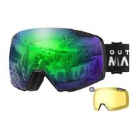 OutdoorMaster Heron Masque de ski avec 2 lentilles, sans monture, lentille torique HD interchangeable par aimant, masque de snowboard OTG pour hommes et femmes, protection UV à 100%.