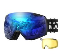 OutdoorMaster Heron Masque de ski avec 2 lentilles, sans monture, lentille torique HD interchangeable par aimant, masque de snowboard OTG pour hommes et femmes, protection UV à 100%.