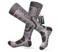 OutdoorMaster laine mérinos Chaussettes de Ski, 2/3 Pack sur le mollet manchette antidérapante pour hommes & femmes, chaussettes thermiques de Compression d’hiver pour le Ski, le snowboard