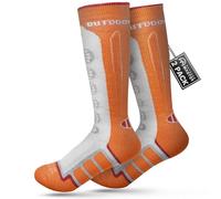 OutdoorMaster Lot de 2 Chaussettes de Ski Thermiques à Compression en Laine mérinos pour Enfants, Manchette antidérapante sur Le Mollet pour Le Ski, Le Snowboard, Le Patinage