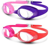 OutdoorMaster Lot de 2 lunettes de natation pour enfants - Rose & violet + rose & rouge