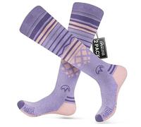 OutdoorMaster Lot de 2 paires de chaussettes de ski unisexes en laine mérinos pour homme/femme (OTC) avec revers antidérapants, chaussettes thermiques pour l'hiver, le snowboard