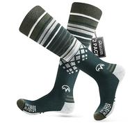OutdoorMaster Lot de 2 paires de chaussettes de ski unisexes en laine mérinos pour homme/femme (OTC) avec revers antidérapants, chaussettes thermiques pour l'hiver, le snowboard