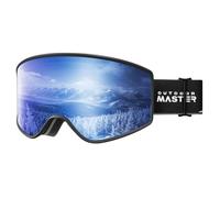 OutdoorMaster Masque de ski Pulse, masque de ski cylindrique OTG sans monture avec système de changement d'oculaire Lock & Fit pour hommes, femmes et jeunes, Revo Blue Vlt 16%.