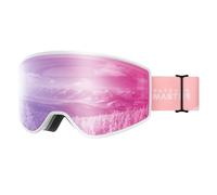 OutdoorMaster Masque de ski Pulse, masque de ski cylindrique OTG sans monture avec système de changement d'oculaire Lock & Fit pour hommes, femmes et jeunes, Sakura Vlt 26%.
