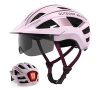 OutdoorMaster RhinoUrbanCasque de Vélo avec Lunettes et Lumière - Rose Taille M 54-58cm