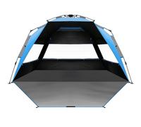 OutdoorMaster Tente de Plage avec Technologie d'abri Sombre, auvent de Plage Portable pour 4 à 6 Personnes avec Protection UV UPF 50+, Installation Facile, Taille familiale, Bleu