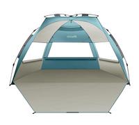 OutdoorMaster Tente de Plage Pop-up pour 3 à 4 Personnes XL - Installation Facile, auvent de Plage Pliable avec Protection UV UPF 50+, Lucarne Amovible, Taille familiale (Cancun Seashore)
