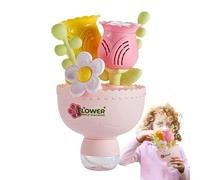 Outdoors Bubble Machine, Battery Operated Bouquet Bubble Blower Toy Play Set with Solution and Colorful LED Lights for Kids, Backyard Yard Games, Garden, Birthday, Picnic, Home