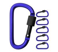 OutdoorSaxx Lot de 5 mousquetons à vis en aluminium - 8 cm - Bleu/noir