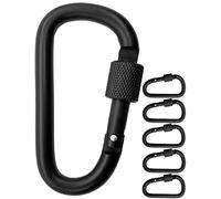 OutdoorSaxx Lot de 5 mousquetons à visser en aluminium Noir 8 cm