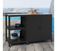 Outdoorset 'Bolognano' Étagère sur pied et armoire Noir, mat