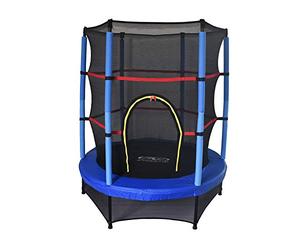 OutdoorToys Happy Jump Blue Lit élastique pour Enfants Ø140 x 160 cm Trampoline avec Filet de sécurité
