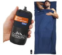 Outdoro Sac de couchage de refuge - seulement 210 g en microfibre Microlight - Sac de couchage de voyage ultra léger - Petit, fin et compact - Coutil, feuille de voyage