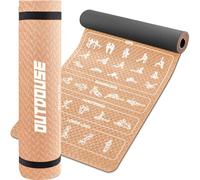 OUTDOUSE Yogamatte 70 gedruckte Yoga-Posen, TPE-Material rutschfest,Gymnastikmatten mit Aufbewahrungsriemen, Yogamatten für Frauen und Männer, Khaki und Schwarz, 181x63x0,6cm