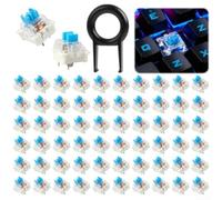 Outemu Lot de 62 commutateurs de clavier mécaniques tactiles tactiles à 3 broches pour claviers RVB avec extracteur Bleu
