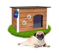 Outentin Niche pour Chien en Bois Isolée L - Maison pour Chien Extérieur Hiver - Refuge pour Chiens Jardin avec Toit Ouvrant - Niche Extérieure pour Petit ou Grand Chiens - 76 x 60 x 60 cm,Chêne