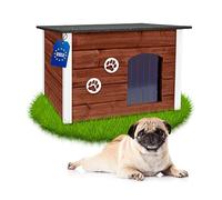 Outentin Niche pour Chien en Bois Isolée L - Maison pour Chien Extérieur Hiver - Refuge pour Chiens Jardin avec Toit Ouvrant - Niche Extérieure pour Petit ou Grand Chiens - 76 x 60 x 60 cm,Noix
