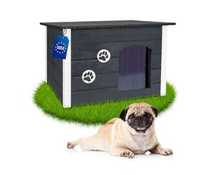Outentin Niche pour Chien en Bois Isolée L - Maison pour Chien Extérieur Hiver - Refuge pour Chiens Jardin avec Toit Ouvrant - Niche Extérieure pour Petit ou Grand Chiens - 76 x 60 x 60 cm,Gris