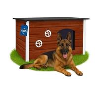 Outentin Niche pour Chien en Bois Isolée XL - Grande Maison Chien Extérieur Hiver - Refuge pour Chiens Jardin avec Toit Ouvrant - Niche Extérieure pour Grand Chiens en Bois FSC - 105 x 71 x 64cm,Noix