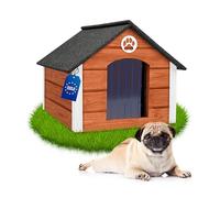 Outentin Niche pour Chien Extérieur Bois L - Maison Chien Hiver Isolée - Niche Jardin L avec Toit Pente Étanche - Villa Robuste et Élégante pour Chiens Petit ou Moyen - 76x60x60 cm,Teck
