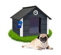 Outentin Niche pour Chien Extérieur Bois L - Maison Chien Hiver Isolée - Niche Jardin L avec Toit Pente Étanche - Villa Robuste et Élégante pour Chiens Petit ou Moyen - 76x60x60 cm,Gris