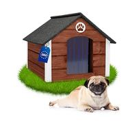 Outentin Niche pour Chien Extérieur Bois L - Maison Chien Hiver Isolée - Niche Jardin L avec Toit Pente Étanche - Villa Robuste et Élégante pour Chiens Petit ou Moyen - 76x60x60 cm,Noix