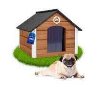 Outentin Niche pour Chien Extérieur Bois L - Maison Chien Hiver Isolée - Niche Jardin L avec Toit Pente Étanche - Villa Robuste et Élégante pour Chiens Petit ou Moyen - 76x60x60 cm,Chêne