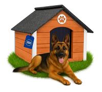 Outentin Niche pour Chien Extérieur Bois XL - Maison Chien Hiver Isolée - Niche Chiens Jardin XL avec Toit Incliné Résistant - Bâtiment Stable et Design Moderne pour Grand Chiens - 103x90x70cm,Teck