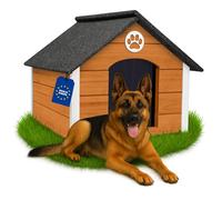Outentin Niche pour Chien Extérieur Bois XL - Maison Chien Hiver Isolée - Niche Chiens Jardin XL avec Toit Incliné Résistant - Bâtiment Stable et Design Moderne pour Grand Chiens - 103x90x70cm,Chêne