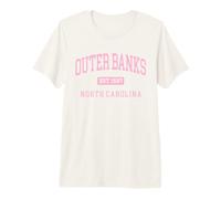 Outer Banks, Caroline du Nord, Collegiate Beach Lover, Rose T-Shirt Haut de Gamme