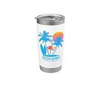 Outer Banks Caroline vacances vintage coucher de soleil Gobelet isotherme en acier inoxydable double paroi