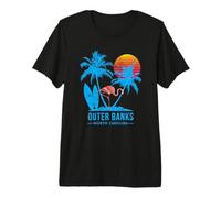 Outer Banks Caroline Vacances Vintage Coucher de Soleil T-Shirt Haut de Gamme