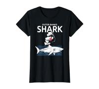 Outer Banks Great White Shark Map Ocean Lover Beach T-Shirt Graphique avec Valeur, Femme, Noir, S
