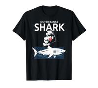 Outer Banks Great White Shark Map Ocean Lover Beach T-Shirt Graphique avec Valeur, Homme, Noir, M