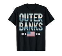 Outer Banks USA Coastal Crabe Design T-Shirt Graphique avec Valeur, Homme, Noir, M